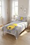 Young Pike Set with Lion Figure and Crown - Cute Safari Nordic Gray Yellow Decorative Bedspread - 2