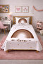 Rainbow Heart Patterned Children's Pique Set - Bohemian Dream Themed Powder Brown Quilted Bedspread - 7