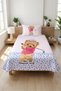 Cute Teddy Bear Polka Dot Teen Pique Set - Sporty Animal Modern Blue Powder Decorative Bedspread - 3