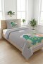 Cute Dinosaur Cloudy Single Pique Set-Tropical Adventure Scandinavian Gray Green Bedspread - 6