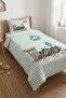 Plaid Trend Themed Children's Single Pique Set-Nostalgic Travel Nordic Mint Beige Bedspread - 4