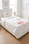 Flamingo Starry Princess Children's Pique Set - Fairy Tale Themed Modern Pink Gold Decorative Bedspread - 4