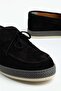 Genuine Leather Suede Men's Casual Shoes Black Straw Sole Bow - 2