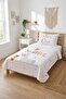 Lama Heart Patterned Cheerful Children's Pique Set - Animal Themed Nordic Pink Decorative Bedspread - 4