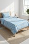 Floral Blue and White Baby Pique Set - Botanical Nordic Turquoise Cream Quilted Bedspread - 5