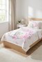 Butterfly Elephant Pattern Floral Teen Pique Set-Fairy Tale Themed Nordic Pink Lilac Decorative Bedspread - 3