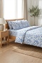 Floral Blue and White Branchy Children's Pique Set - Nostalgic Spring Nordic Navy Blue Ecru Bedspread - 4