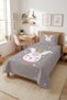 Rabbit Star Crowned Princess Themed Teen Pique Set - Fairytale Nordic Gray Pink Quilted Bedspread