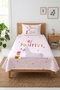 Lama Heart Patterned Cheerful Children's Pique Set - Animal Themed Nordic Pink Decorative Bedspread