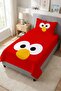 Children's Pique Set with Cute Face Figures - Cheerful Room Themed Modern Red and Yellow Quilted Bedspread - 6