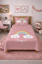 Rainbow Cloud Pink Teenage Pique Set-Romantic Fairytale Modern Powder Ecru Quilted Bedspread - 5