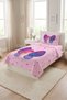 Butterfly Fairy Floral Pink Baby Pique Set - Fairy Tale Themed Modern Lilac Fuchsia Quilted Bedspread - 4