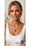 Women's Gold Color Steel Chain Double Natural Amethyst Stone Necklace - Adjustable 46 cm - 5