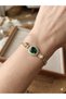 Zircon Stone Emerald Green Oval Stone Detailed Tiger Women's Bracelet
