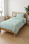 Floral Blue Yellow Ditsy Pattern Single Pique Set-Country Garden Modern Blue White Bedspread - 7