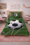 Soccer Ball Net Patterned Single Pique Set-Youth Room Modern Green Black Quilted Bedspread - 2