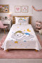 Starry Children's Pique Set with Sleeping Bear - Dream Themed Nordic Yellow Blue Quilted Bedspread - 3