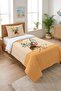 Tropical Surfer Girl Patterned Baby Pique Set - Bohemian Island Themed Mustard Mint Decorative Bedspread - 5