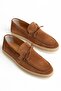 Genuine Leather Suede Men's Casual Shoes Tan Straw Sole Bowknot