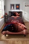 Basketball Ball Hoop Patterned Children's Pique Set - Sports Game Themed Burgundy Navy Blue Quilted Bedspread - 3