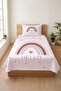Rainbow Heart Pattern Children's Pique Set - Cheerful Pastel Nordic Powder White Decorative Bedspread - 2