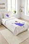 Ballerina Starry Purple Young Pique Set-Princess Themed Modern White Gold Decorative Bedspread
