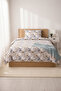 Cute Animal Figured Youth Pique Set - Nature Themed Nordic Beige Blue Decorative Bedspread - 4