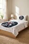 Astronaut Starry Space Themed Children's Pique Set-Galaxy Navy Blue White Decorative Bedspread - 6