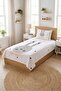 Cute Young Pique Set with Rabbit Stars - Minimal Animal Themed Nordic Gray Decorative Bedspread - 2
