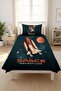 Space Rocket Galaxy Themed Children's Pique Set-Adventure Modern Navy Blue Orange Decorative Bedspread - 3