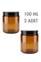 2 Pieces Metal Black Lid Amber Glass Candle Holder Cream Cosmetic Room Fragrance Decorative Jar 100 ml