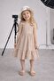 Girl's Striped Ruffled Summer Dress with Hat Combination - 4