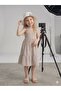 Girl's Striped Ruffled Summer Dress with Hat Combination - 3