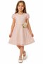 Girl's Floral Detailed Lined Midi Length Powder Color Dress