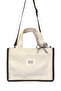 Brown & Ecru Canvas Balat Tote Bag Women's Hand and Shoulder Bag with Adjustable Strap - 7
