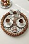 Glass Base Rattan Framed Round Presentation Tray – Wicker Decorative Tray Brown