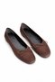 Galo Women's Bow Detail Satin Ballerina Brown - 3
