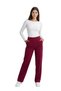 Women's Burgundy High Waist Draped Crepe Trousers with Flexible Wide Legs - 7