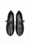 Jun Women's Knitted Detail Leather Ballerinas Black - 2