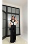 Women's Basic Tshirt with Shawl Detail and Elastic Waist Pants Two-Piece Tracksuit Set - 2