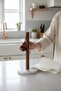 White Wooden Paper Towel Holder with Marble Base and Ball Detail - 2