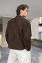 Men's Linen Embossed Zipper Jacket Gosford Brown Color - 2