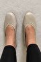 Leather Stone Detailed Women's Ballet Flats Dg6103 - 6