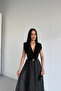 Kruvaze Collar Skirt Polka Dot Chiffon Dress