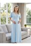 New Season Blue Lace Summer Special Design 100% Cotton Full Length Maternity Maternity Dressing Gown Nightgown Set - 6
