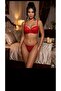 Push up Red Glittery Supported Bra Set with Transparent Detail - 2