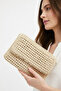 Women's Premium Series Handmade Ecru Straw Portfolio |   Envelope Hand Bag with Gold Chain - 2
