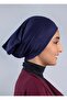 Chiffon Hijab with Separate Hat - Navy Blue - 2