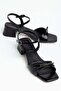 Large Size Women's Low Heel Sandals Black with Metal Mustache on the Tekband - 3