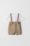 Baby Boy Salopet Set with Teddy Bear Figure and Shorts - 2